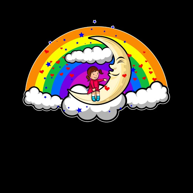 Rainbow Love Moon Doodle Art