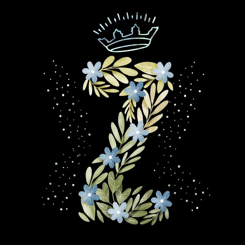Monogramm Buchstabe Z mit Krone, florales Ornament