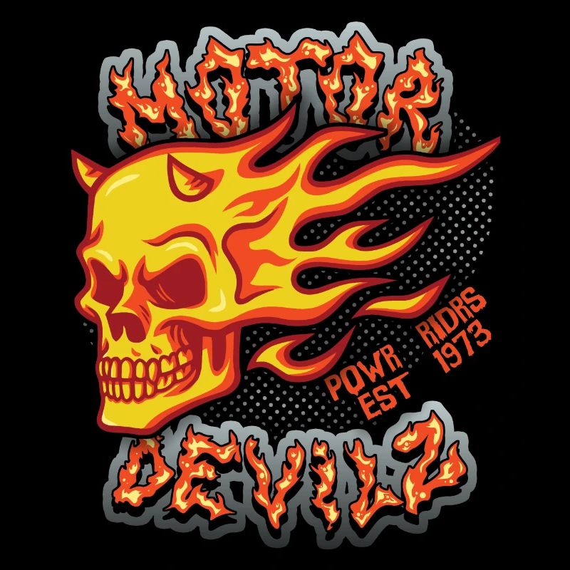 Skull Fire Skull Motorcyclist Motor Devils