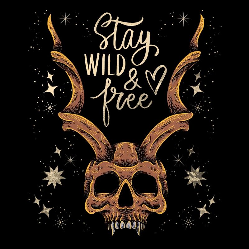 Gehörnter Totenkopf Baphomet Vintage-Skull, Spruch