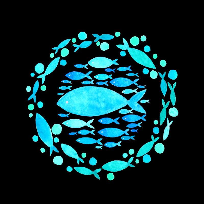 Fish Design, Mandala with Fish, Aesthetic Style