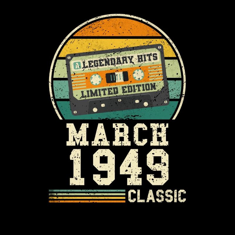 75th Birthday March Vintage 1949 Gift Idea