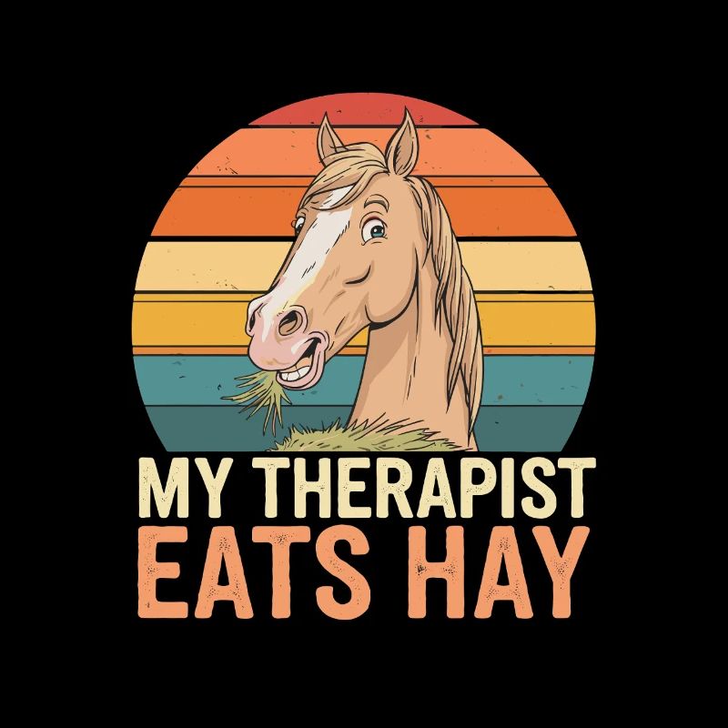 My Therapist Eats Hay Horse Retro Design