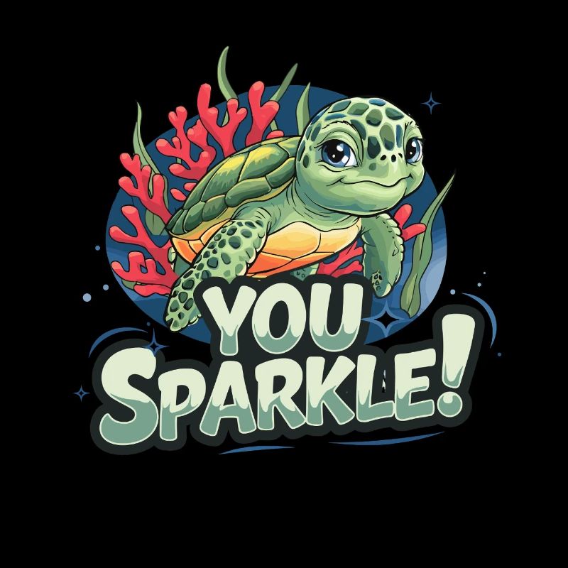 You sparkle! Turtle with corals and