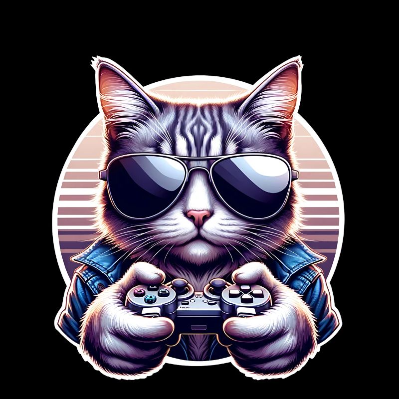 Cat Gamer Nerd du jeu