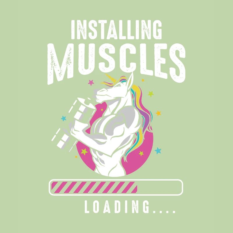 Installing Muscles Loading Workout Gym Unicorn