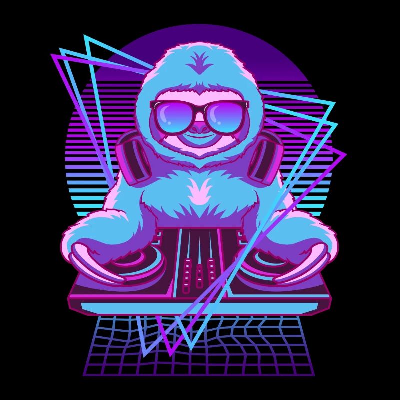 Vaporwave Sloth DJ Desk Sloth