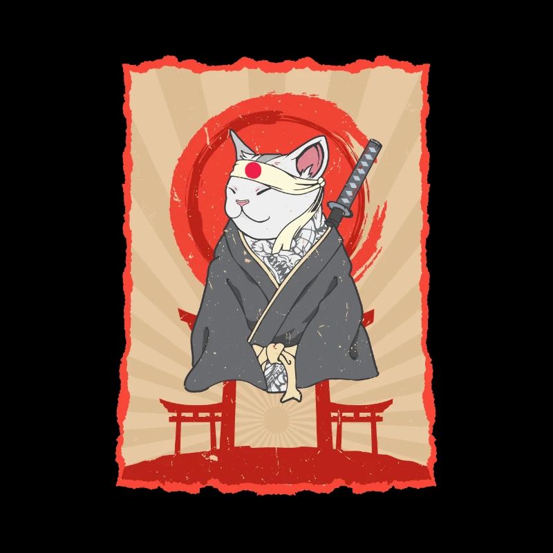 Samurai Japon Chat Torii Ninja Anime Cat