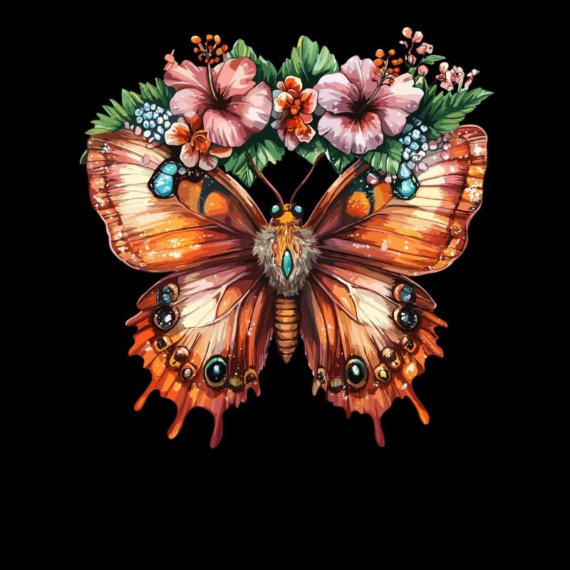 Papillon tropical avec des fleurs