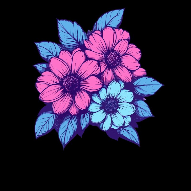 Trio de fleurs néon