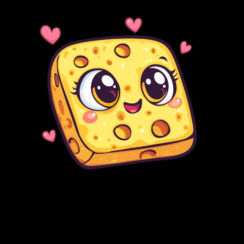 Cheerful cheese with hearts