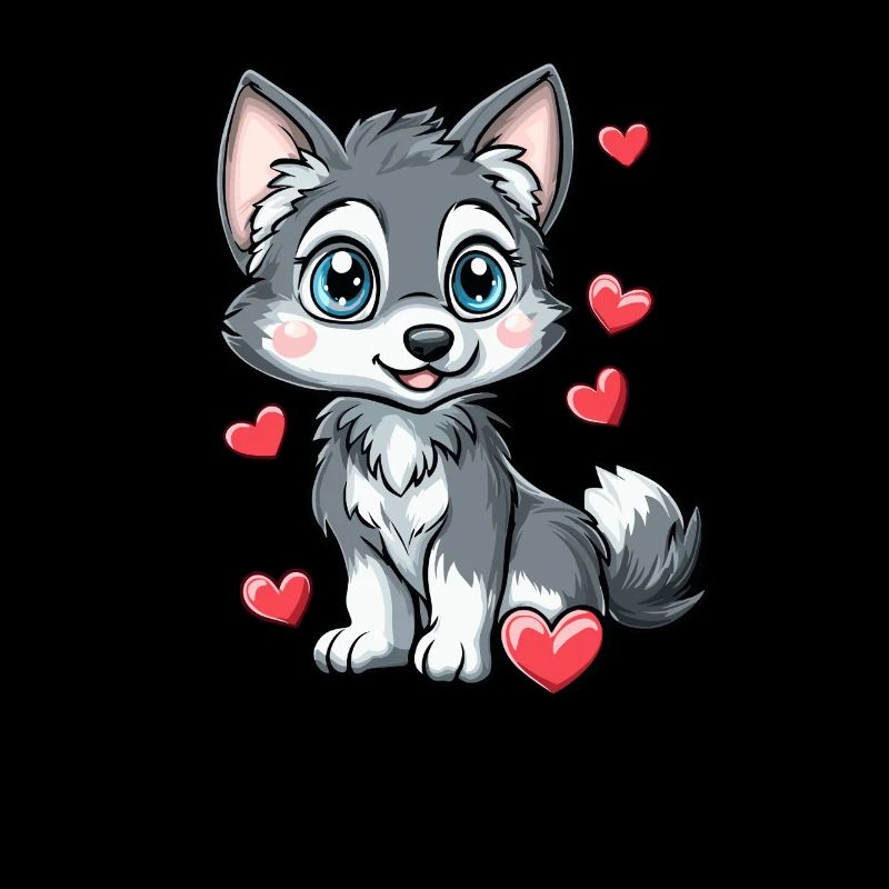 Mignon husky avec des cœurs