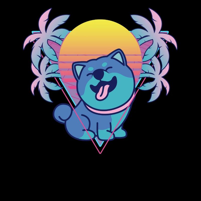 Shiba Inu Vaporwave Esthétique Rétro
