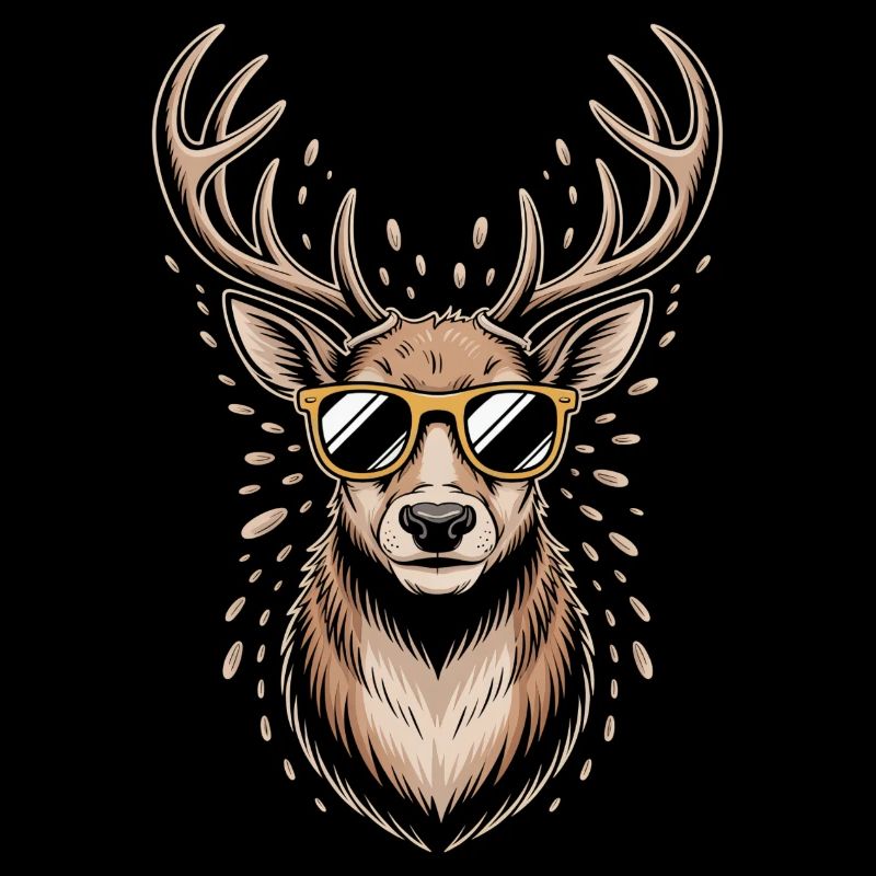 Hirsch mit Geweih und Sonnenbrille