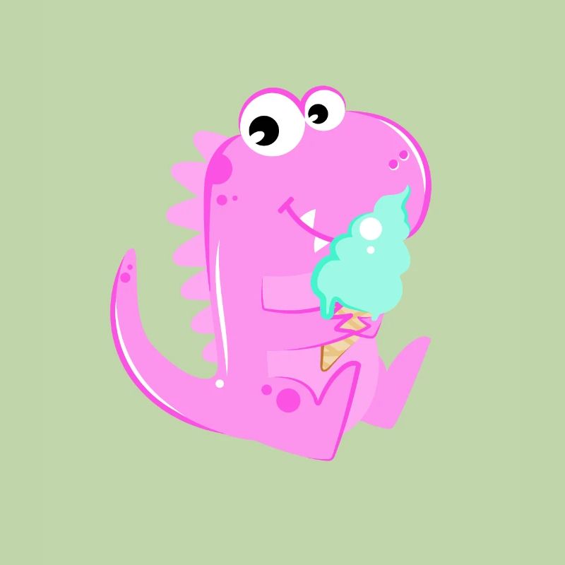 Pink Dino Dinosaurier Eiskrem Eis Kinder Kids