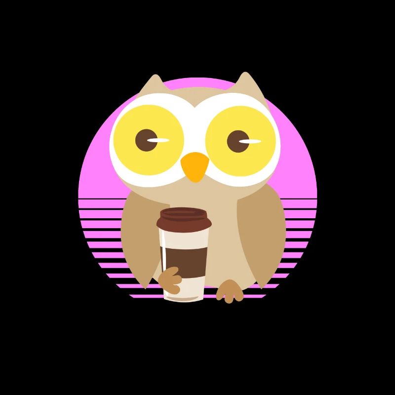 Coffee owl owl tired drinking funny