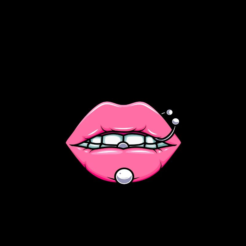 Mask with lips and piercings face mask
