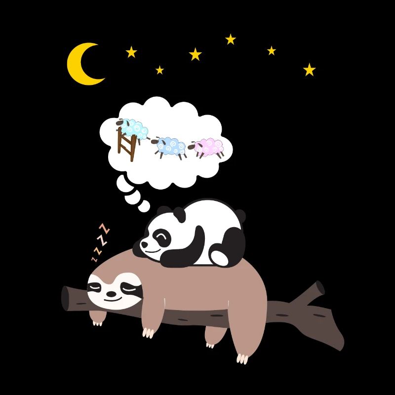 Cute Panda Sleeps on Sloth Pajamas