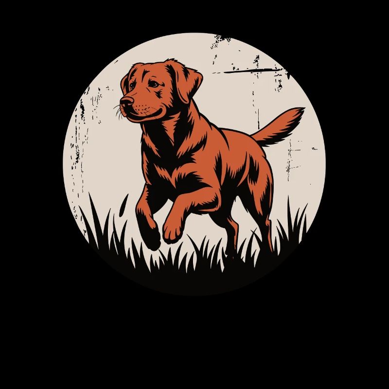 Labrador vintage – jouer dans l’herbe