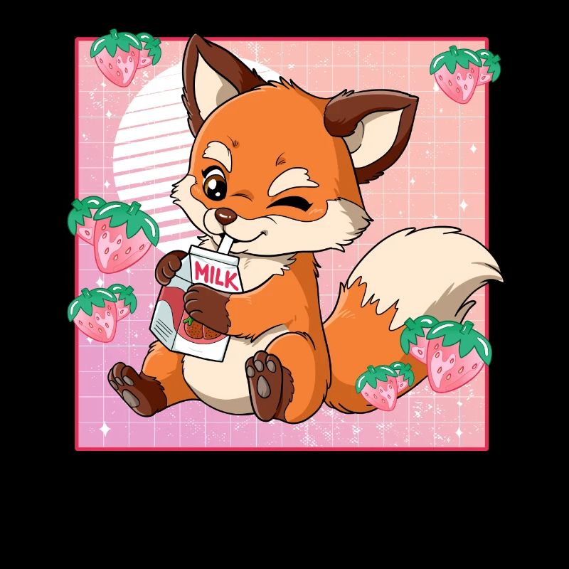 Kawaii Fox Lait de fraise