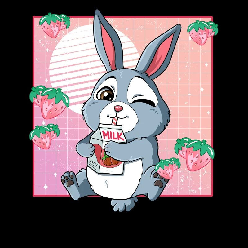 Kawaii Kaninchen Erdbeermilch