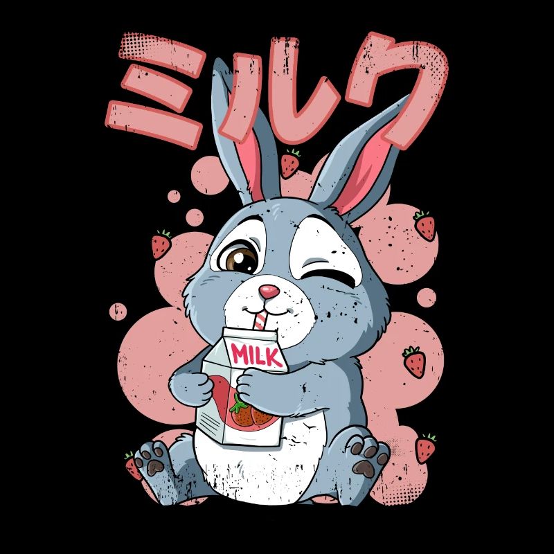Kawaii Kaninchen Erdbeermilch