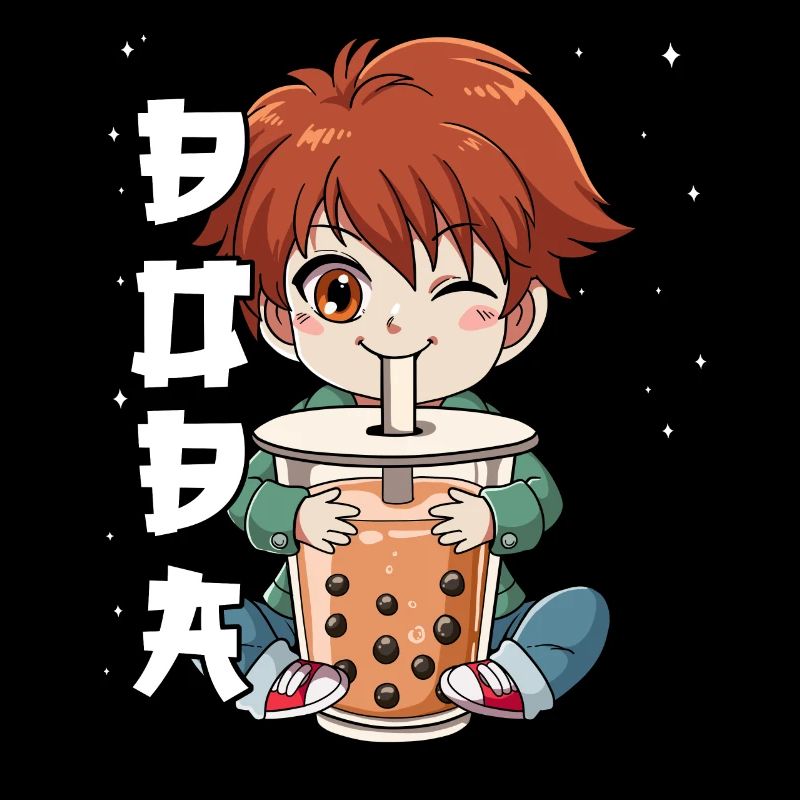 Boba Tea Anime Boy Bubble Tea