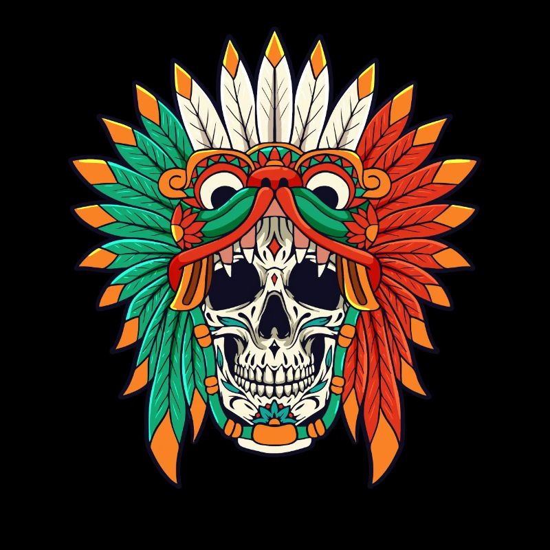 Quetzalcoatl Skull Goth Aztec Feathered Serpent