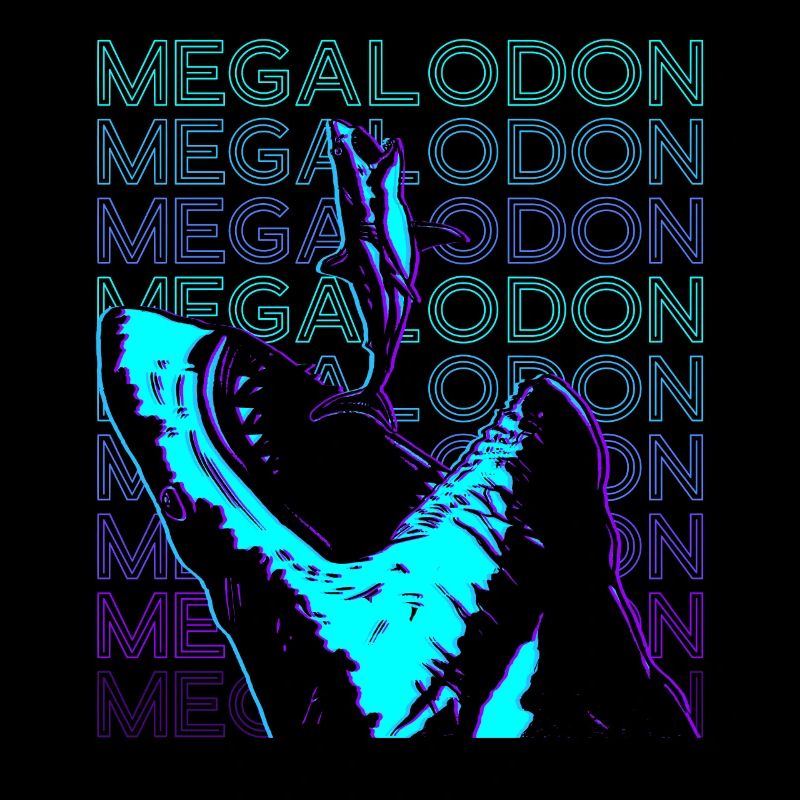 Megalodon Shark Retro