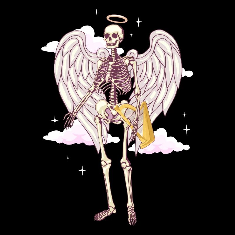 Angelcore Aesthetic Gothic Engel Skelett Schädel