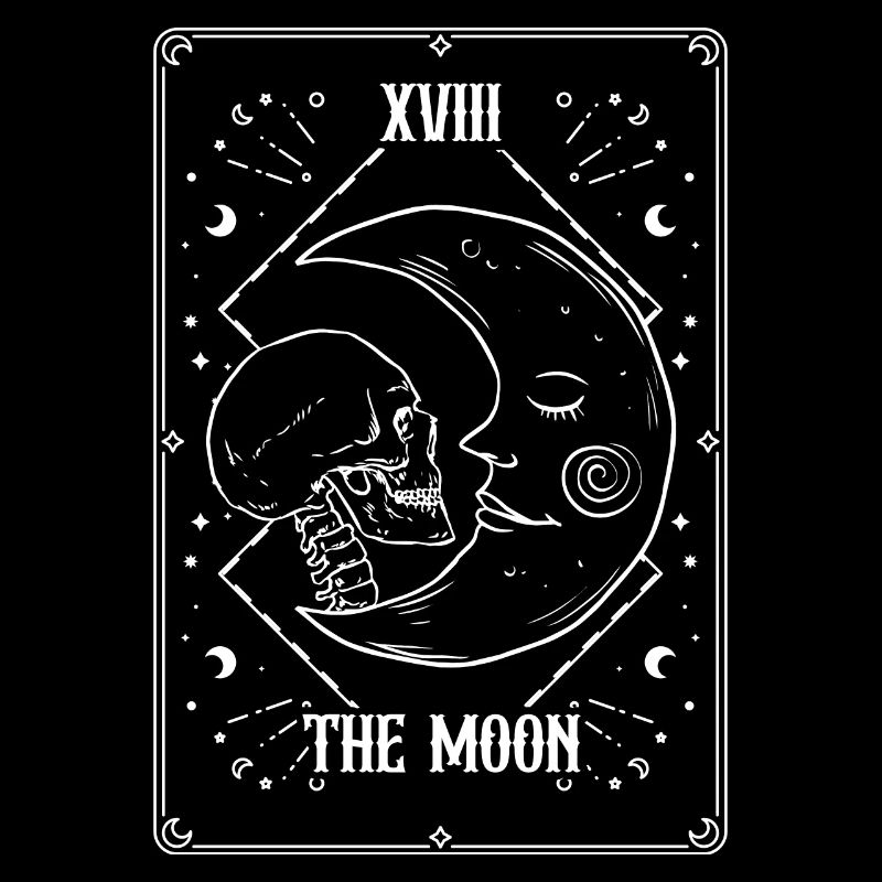 Carte de Tarot Gothique Crâne Lune Goth La Lune
