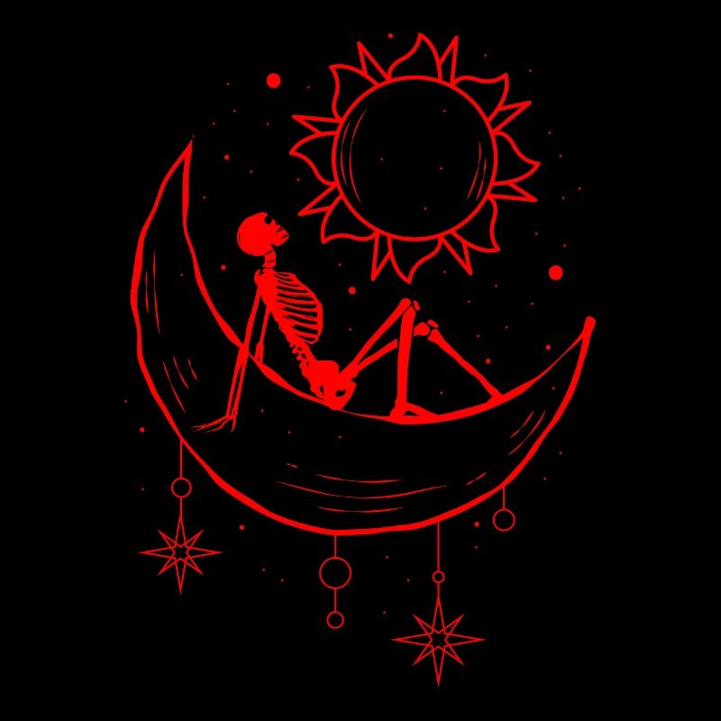 Bohême Esthétique Gothique Squelette Soleil et Lune