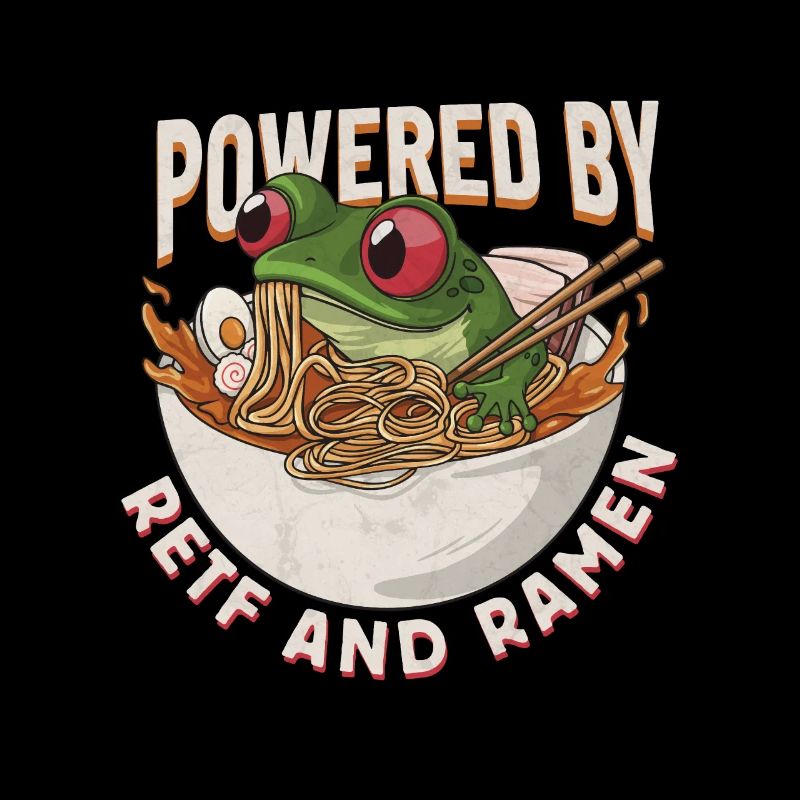 Frosch isst japanische Ramen Suppe