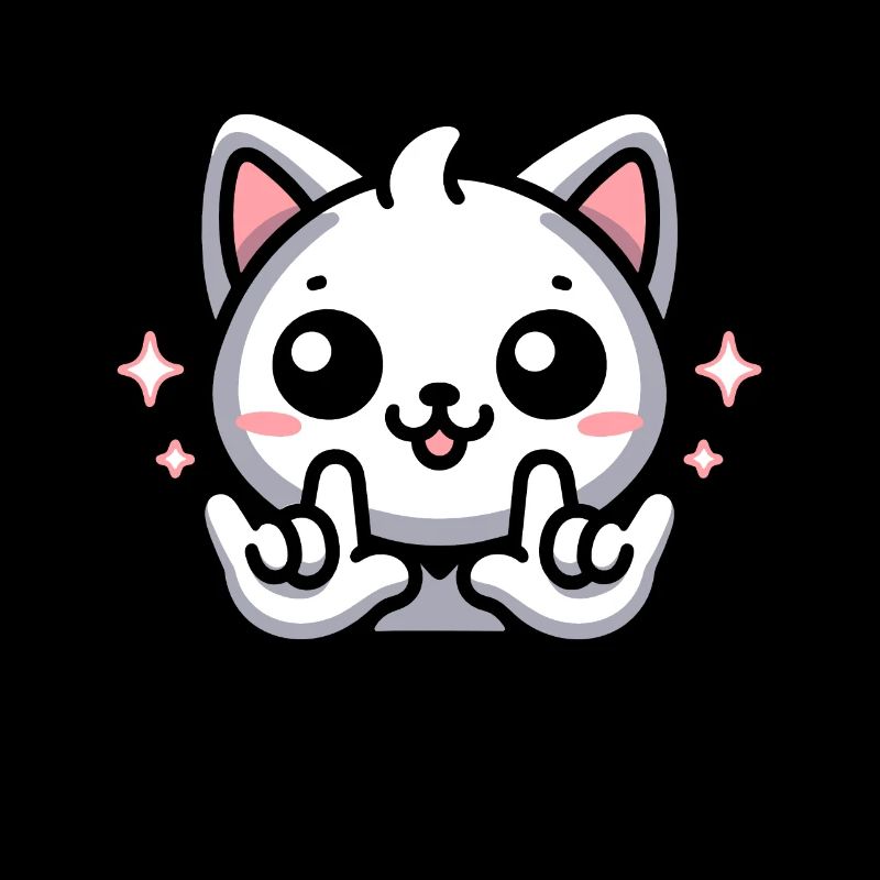 ILY Cat ASL Geste de la main Perte auditive sourde