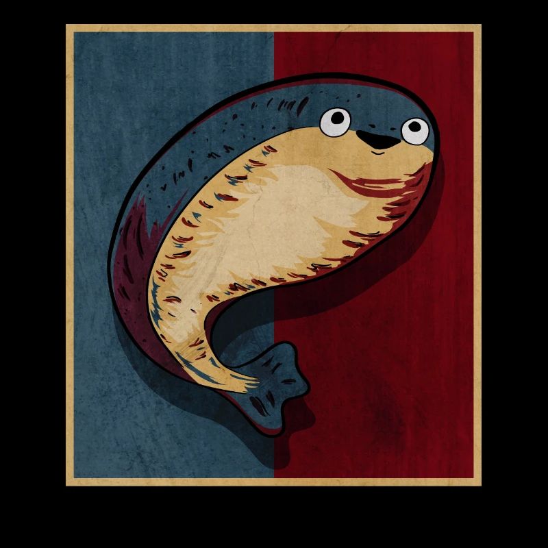 Sacabambaspis Fish Meme Blue Red Retro