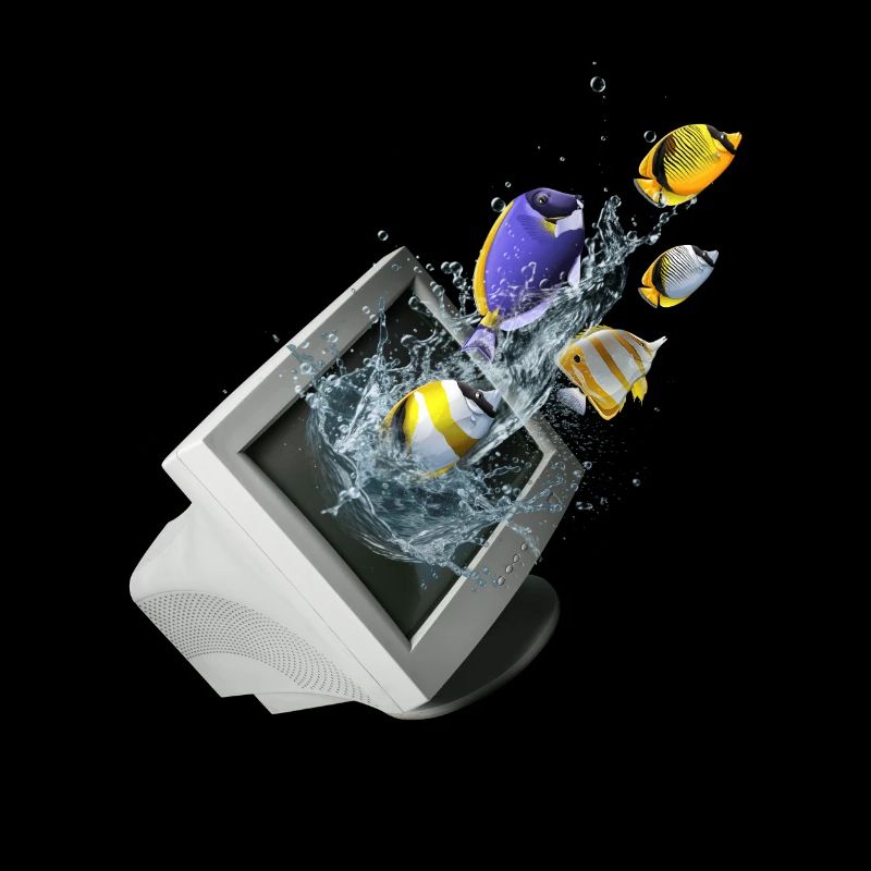 Frutiger Aero Aesthetic Tech Ordinateur Aquarium