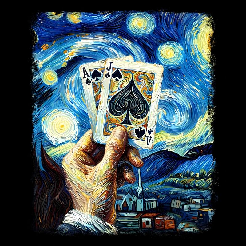 Blackjack Glücksspiel Karten Sternennacht Malerei