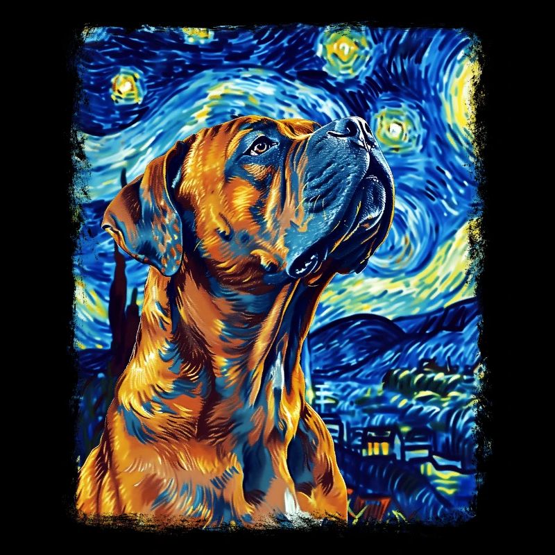 Cane Corso Hund Sternennacht Gemälde