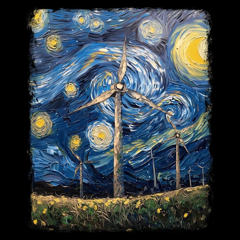 Windturbine Techniker Windmühle Sternennacht Maler