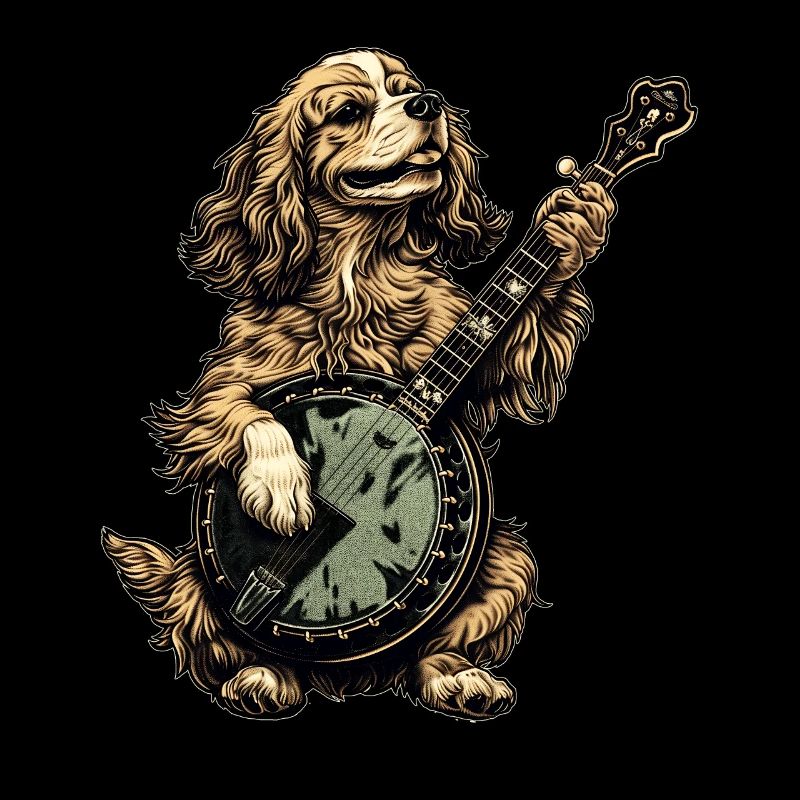 Cocker Spaniel Chien Joueur de banjo Bluegrass