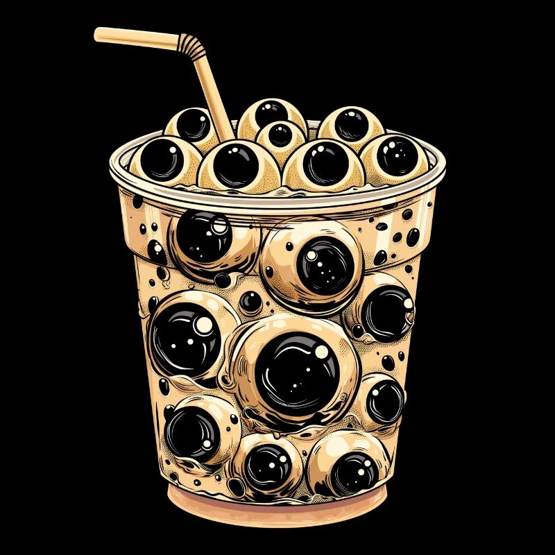 Oeil esthétique bizarre Boba Tea Milktea Bubbl