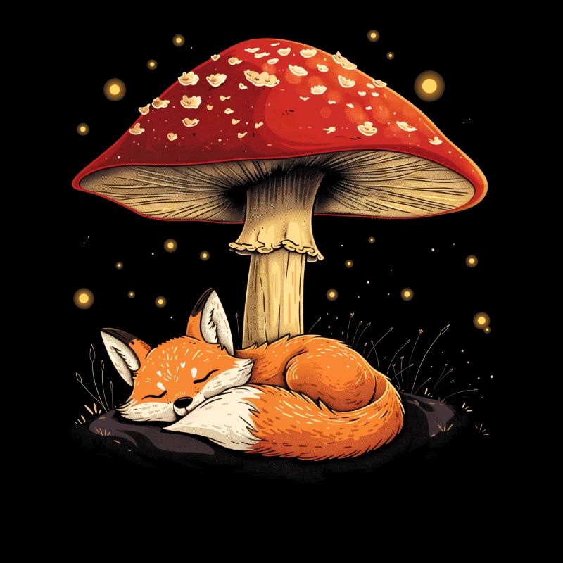 Cottagecore Aesthetic Sleeping Fox Mushroom Witchy