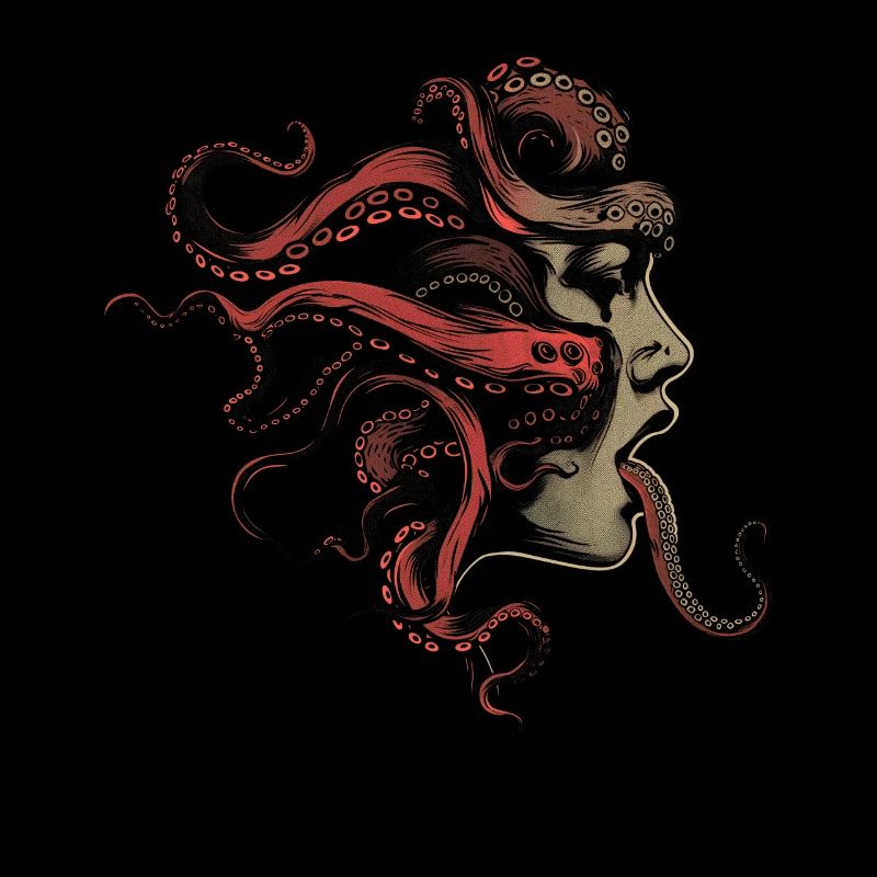 Weirdcore Aesthetic Octopus Woman Face Horror