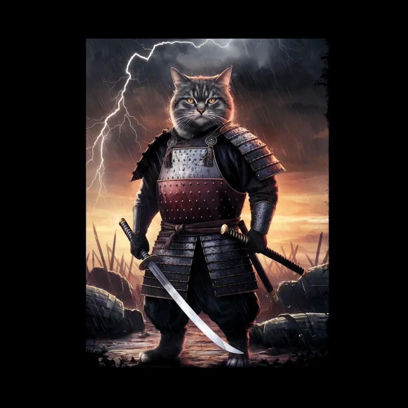 Chat guerrier Chat japonais Chat samouraï