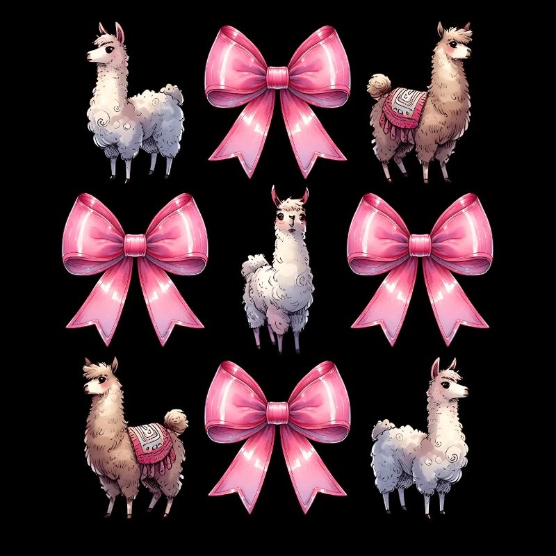 Coquette Bow Lama Alpaca Nastro Rosa Mamma
