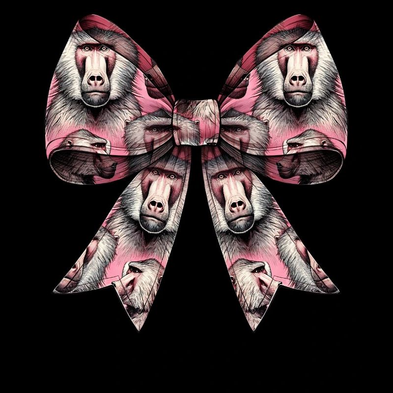 Coquettish Bow Baboon Monkey Pattern Girl