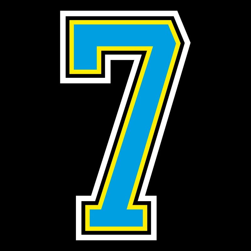Number number 7 in blue