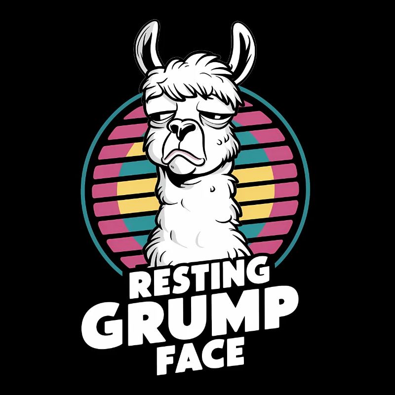 Resting Grump Face Llama Humor Retro Style
