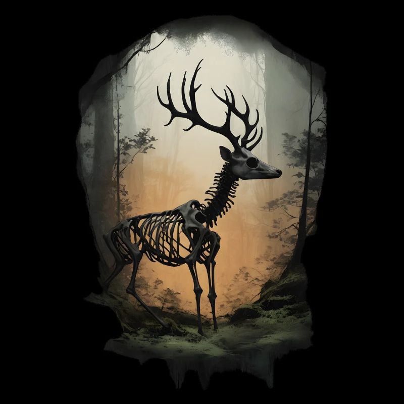 Deer Skeleton Gothic Forest Fantasy Trees Surreal