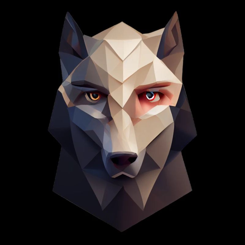 Geometrischer Wolfkopf Polygon niedrig Poly
